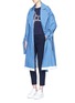 Figure View - Click To Enlarge - XIAO LI - Frayed denim belted trench coat