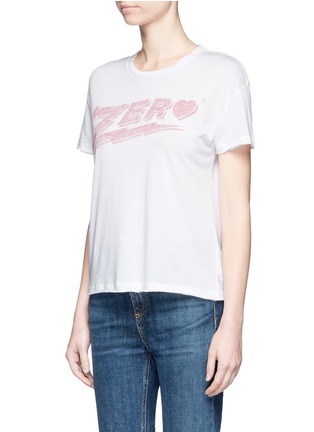 Front View - Click To Enlarge - ZOE KARSSEN - 'Zero' print cotton blend T-shirt