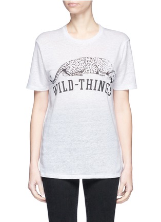 Main View - Click To Enlarge - ZOE KARSSEN - 'Wild Things' slogan and leopard print linen T-shirt
