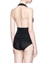 Back View - Click To Enlarge - NORMA KAMALI - 'Halter Bill' shirred plunge V-neck one-piece swimsuit