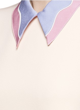 Detail View - Click To Enlarge - ROKSANDA - 'Jessa' colourblock collar gathered crepe dress