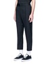 Front View - Click To Enlarge - THE WORLD IS YOUR OYSTER - Raw edge elastic back cropped twill pants