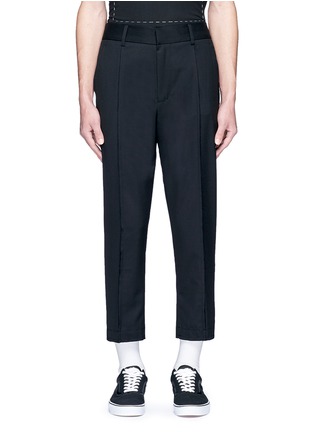 Main View - Click To Enlarge - THE WORLD IS YOUR OYSTER - Raw edge elastic back cropped twill pants