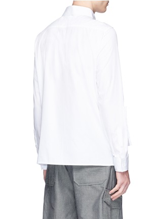 Back View - Click To Enlarge - THE WORLD IS YOUR OYSTER - Asymmetric hem inverted pocket cotton shirt