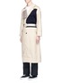 Front View - Click To Enlarge - THE WORLD IS YOUR OYSTER - Houndstooth patch colourblock trench coat