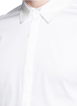 Detail View - Click To Enlarge - WOOYOUNGMI - Silk collar overlay twill shirt