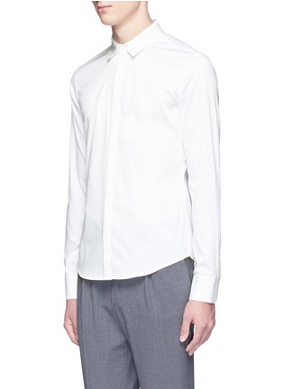 Front View - Click To Enlarge - WOOYOUNGMI - Silk collar overlay twill shirt