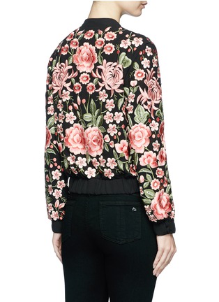 Back View - Click To Enlarge - NEEDLE & THREAD - Beaded floral embroidered bomber jacket