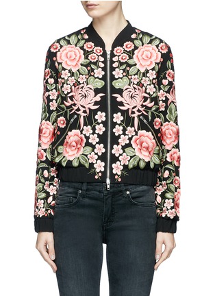 Main View - Click To Enlarge - NEEDLE & THREAD - Beaded floral embroidered bomber jacket