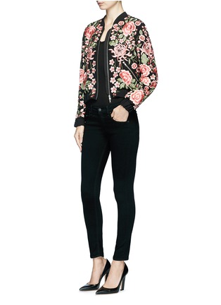 Figure View - Click To Enlarge - NEEDLE & THREAD - Beaded floral embroidered bomber jacket