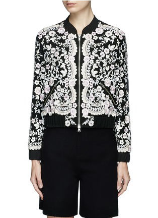 Main View - Click To Enlarge - NEEDLE & THREAD - 'Prairie' sequin floral embroidered bomber jacket