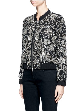 Front View - Click To Enlarge - NEEDLE & THREAD - Floral embellished bomber jacket