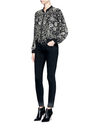 Figure View - Click To Enlarge - NEEDLE & THREAD - Floral embellished bomber jacket