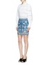Figure View - Click To Enlarge - NEEDLE & THREAD - Floral embroidered denim skirt