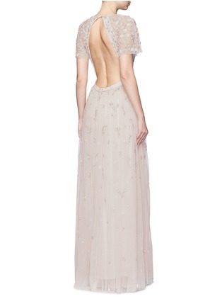 Back View - Click To Enlarge - NEEDLE & THREAD - 'Starlit' floral embellished tulle gown