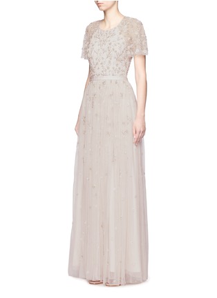 Figure View - Click To Enlarge - NEEDLE & THREAD - 'Starlit' floral embellished tulle gown