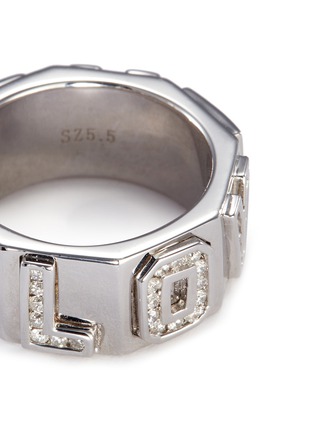 Detail View - Click To Enlarge - LYNN BAN - 'I Love You' diamond silver ring