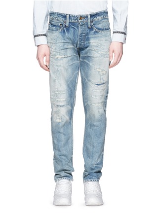 Detail View - Click To Enlarge - DENHAM - 'Razor' sashiko stitch distressed jeans