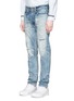 Front View - Click To Enlarge - DENHAM - 'Razor' sashiko stitch distressed jeans