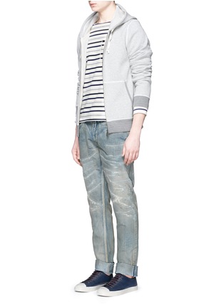 Figure View - Click To Enlarge - DENHAM - 'Razor' sashiko stitch distressed jeans