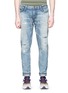 Detail View - Click To Enlarge - DENHAM - 'Point' sashiko stitch distressed jeans