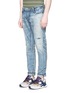 Front View - Click To Enlarge - DENHAM - 'Point' sashiko stitch distressed jeans