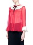 Front View - Click To Enlarge - GUCCI - Sequin ruffle trompe l'oeil chiffon shirt