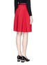 Back View - Click To Enlarge - GUCCI - Stripe web waistband inverted pleat silk skirt