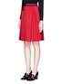 Front View - Click To Enlarge - GUCCI - Stripe web waistband inverted pleat silk skirt