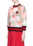 Front View - Click To Enlarge - GUCCI - Stripe rib embellished tropical print scuba jersey sweatshirt
