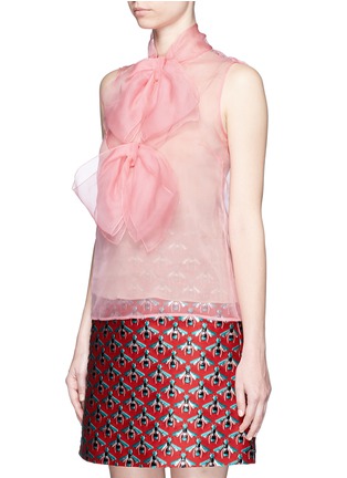 Front View - Click To Enlarge - GUCCI - Pussybow silk organza sleeveless blouse