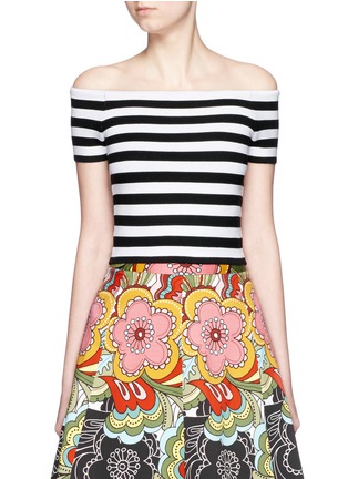 Main View - Click To Enlarge - ALICE & OLIVIA - 'Grant' stripe knit off-shoulder top