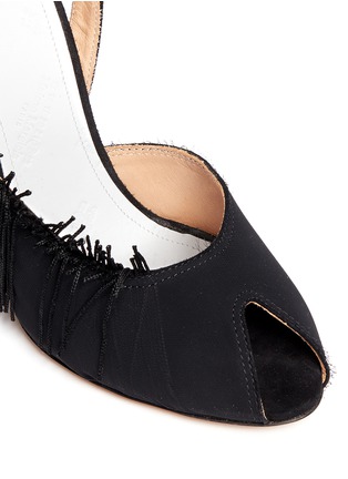 Detail View - Click To Enlarge - MAISON MARGIELA - Fringe peep toe slingback suede sandals