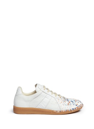 Main View - Click To Enlarge - MAISON MARGIELA - 'Replica' paint splatter suede sneakers