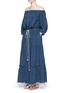 Figure View - Click To Enlarge - CHLOÉ - Tiered ruffle off-shoulder drawstring denim maxi dress