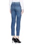 Back View - Click To Enlarge - ALEXANDER MCQUEEN - Raw edge cropped skinny fit jeans