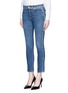 Front View - Click To Enlarge - ALEXANDER MCQUEEN - Raw edge cropped skinny fit jeans