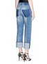 Back View - Click To Enlarge - ALEXANDER MCQUEEN - Distressed patchwork straight leg jeans