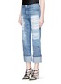 Front View - Click To Enlarge - ALEXANDER MCQUEEN - Distressed patchwork straight leg jeans