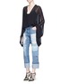 Figure View - Click To Enlarge - ALEXANDER MCQUEEN - Distressed patchwork straight leg jeans
