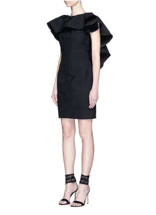 Front View - Click To Enlarge - LANVIN - Lace back ruffle neckline dress