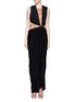 Main View - Click To Enlarge - LANVIN - Crystal pavé clasp drape jersey overlay dress