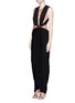 Figure View - Click To Enlarge - LANVIN - Crystal pavé clasp drape jersey overlay dress