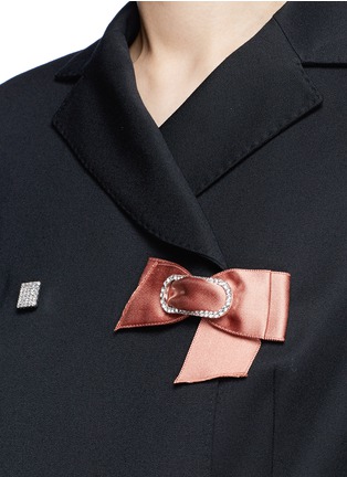 Detail View - Click To Enlarge - LANVIN - Crystal pavé clasp bow appliqué wool jacket