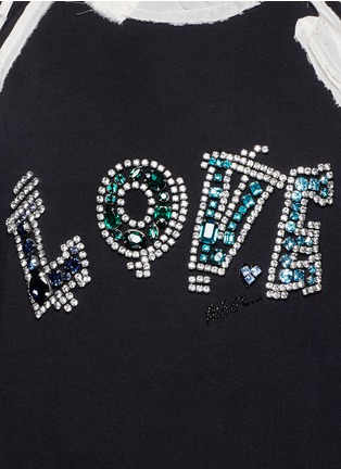 Detail View - Click To Enlarge - LANVIN - 'LOVE' frayed trim embellished French terry sweatshirt
