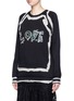 Front View - Click To Enlarge - LANVIN - 'LOVE' frayed trim embellished French terry sweatshirt
