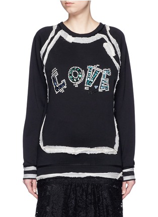 Main View - Click To Enlarge - LANVIN - 'LOVE' frayed trim embellished French terry sweatshirt