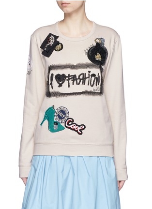 Main View - Click To Enlarge - LANVIN - 'I Love Fashion' mix embellishment cotton sweater