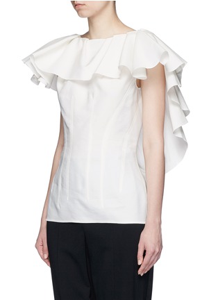 Front View - Click To Enlarge - LANVIN - Ruffle panel faille sleeveless top