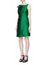 Figure View - Click To Enlarge - LANVIN - Crystal pavé clasp bow tech satin dress